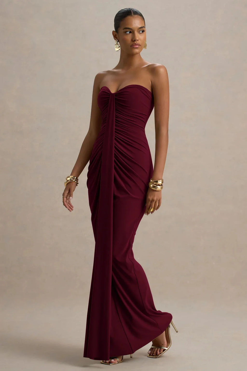 Strapless Off Shoulder High Waist Maxi Gown – Women's Elegant Party Dress