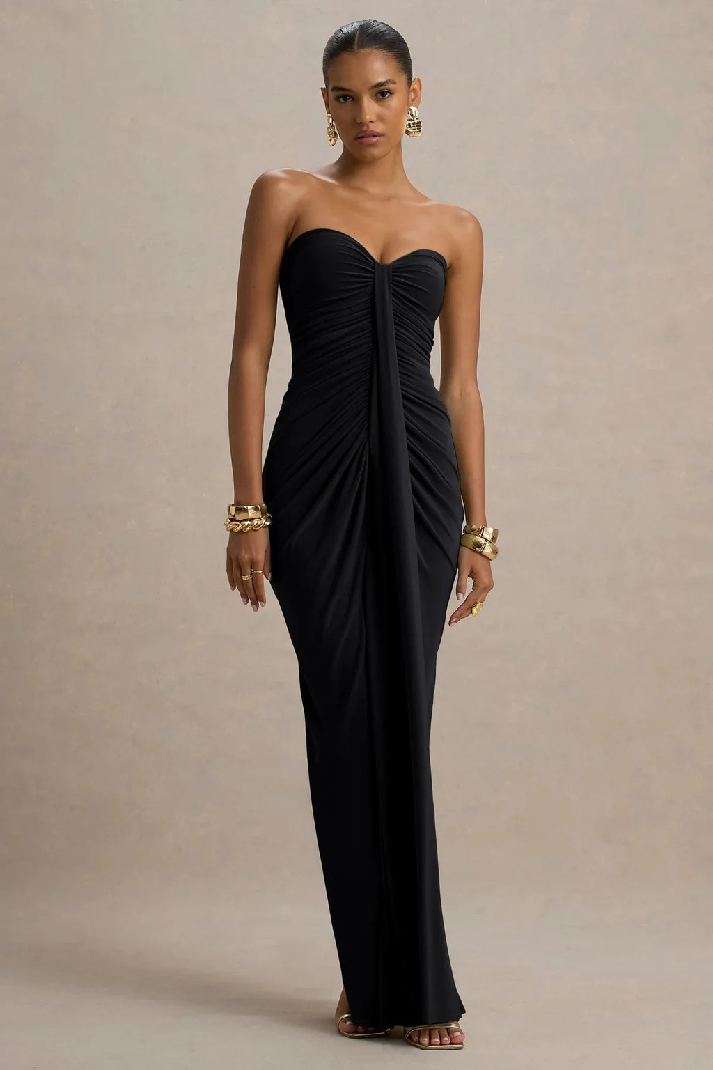Strapless Off Shoulder High Waist Maxi Gown – Women's Elegant Party Dress