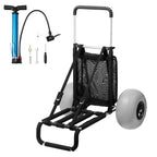 Folding Beach Cart with Large Balloon Wheels for Sand 165LB Capacity