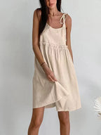 Cotton Linen Backless Vest Mini Dress