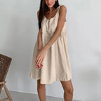 Cotton Linen Backless Vest Mini Dress
