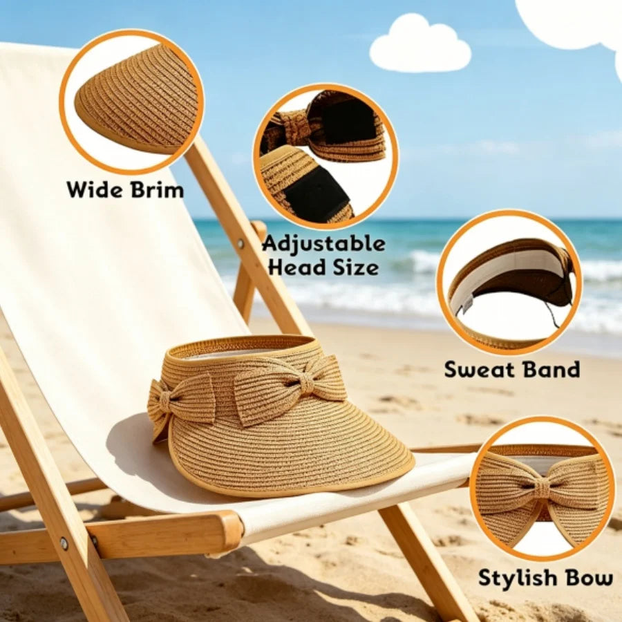 Summer Collection | Women's Sun Visor Hat with Wide Brim & UPF 50+ Protection | Stylish Shade for Beach Days