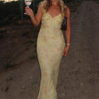 Floral Low-Cut Backless Summer Sling Dress for Women