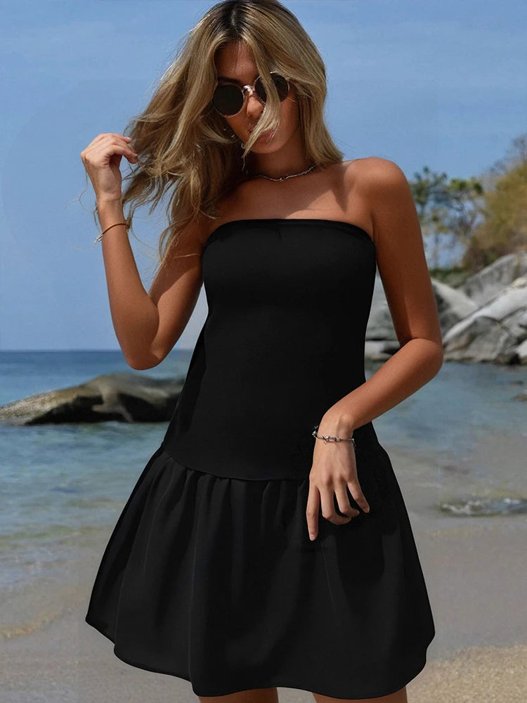 Black Strapless A-Line Mini Party Dress