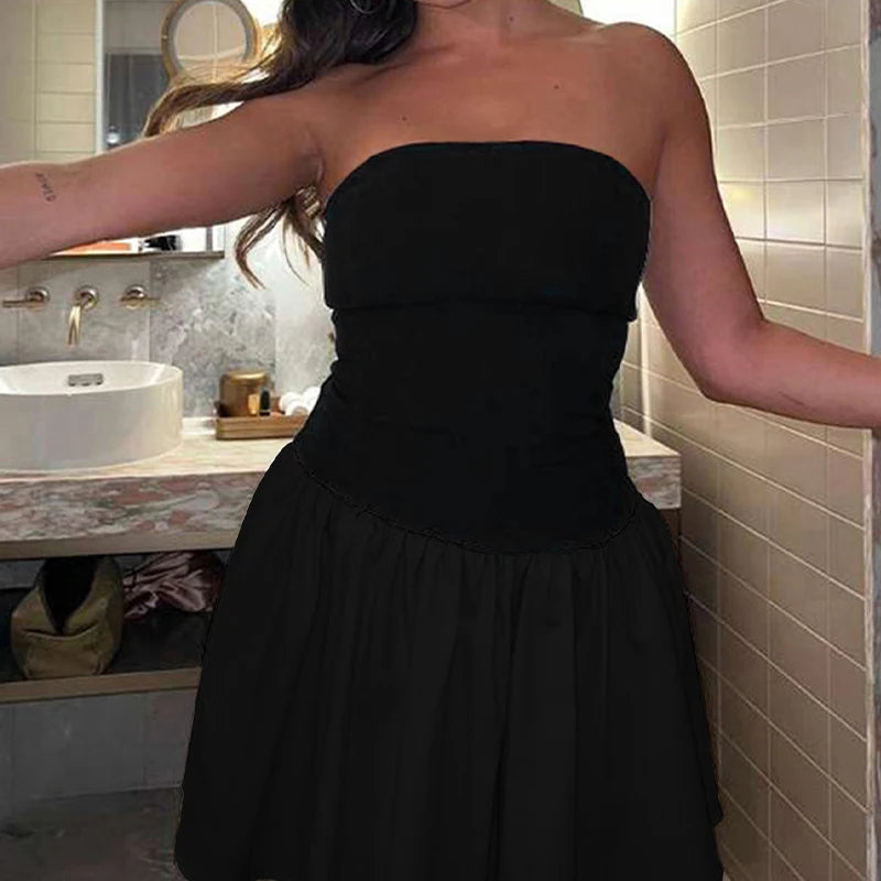 Black Strapless A-Line Mini Party Dress