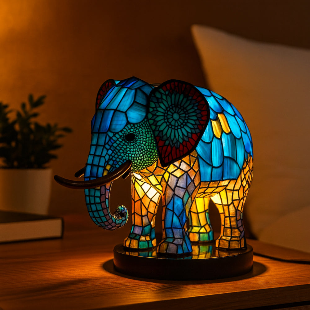Animal Stained Glass Style Accent Table Lamp