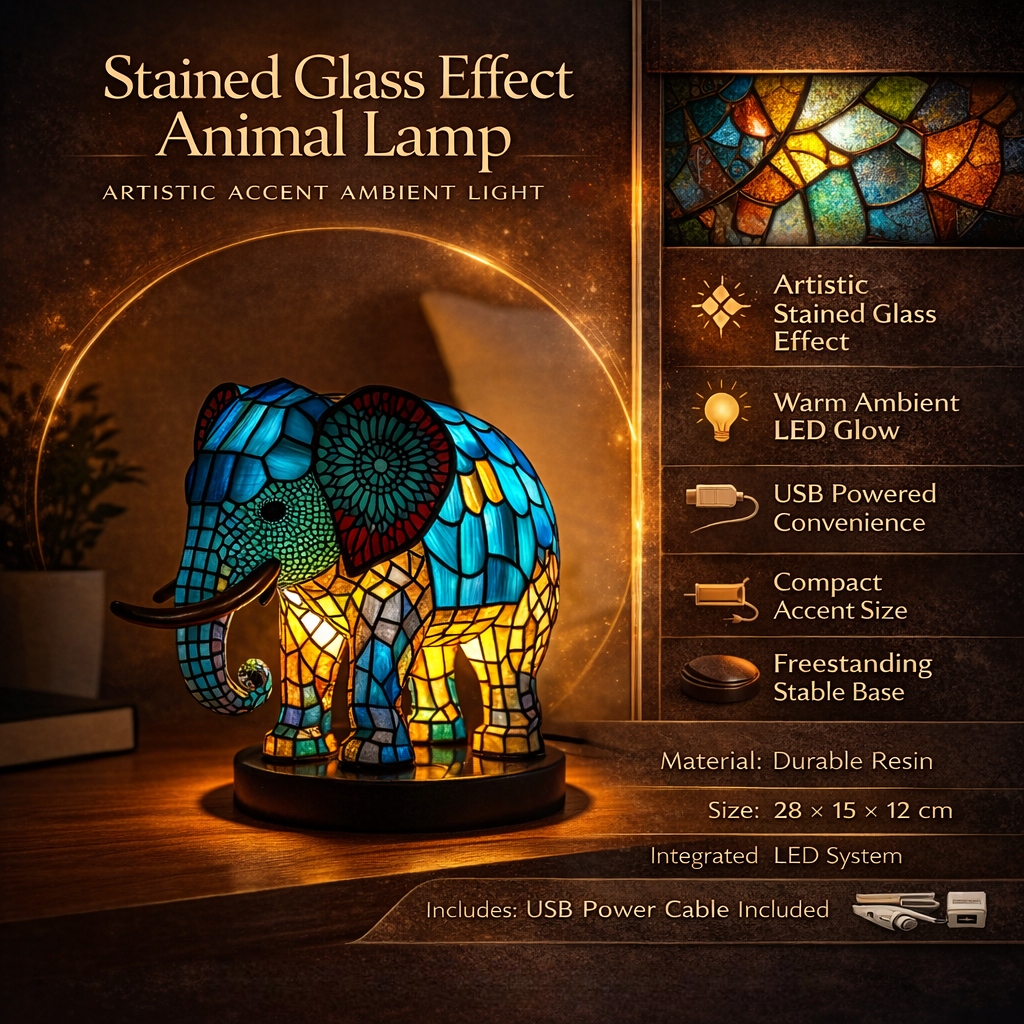 Animal Stained Glass Style Accent Table Lamp