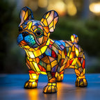 Stained Glass Style Dog Table Lamp
