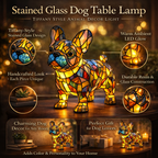 Stained Glass Style Dog Table Lamp
