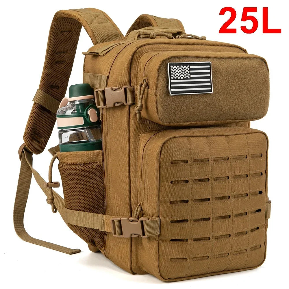 Tactical Backpack | 25L & 45L Travel Backpack with Water Bottle Holder | Versatile Outdoor Gear for Hiking and Daily Use