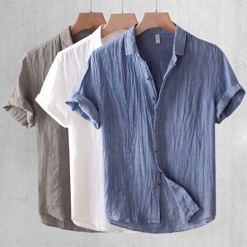 Theodore Willow Bologna Linen Shirt — Lightweight Short Sleeve Button-Down Beach Shirt, Breathable Summer Essential