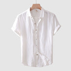 Men’s Theodore Willow Bologna Linen Shirt – Lightweight Short Sleeve Button-Down