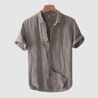 Men’s Theodore Willow Bologna Linen Shirt – Lightweight Short Sleeve Button-Down