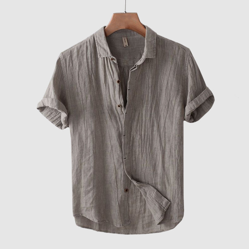 Theodore Willow Bologna Linen Shirt — Lightweight Short Sleeve Button-Down Beach Shirt, Breathable Summer Essential