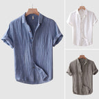 Theodore Willow Bologna Linen Shirt — Lightweight Short Sleeve Button-Down Beach Shirt, Breathable Summer Essential