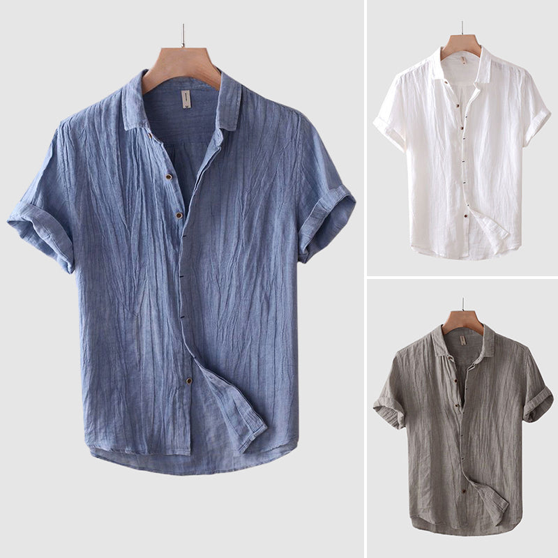 Theodore Willow Bologna Linen Shirt — Lightweight Short Sleeve Button-Down Beach Shirt, Breathable Summer Essential