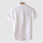 Theodore Willow Bologna Linen Shirt — Lightweight Short Sleeve Button-Down Beach Shirt, Breathable Summer Essential