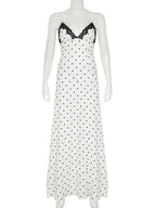 Lace V-Neck Backless Patchwork Maxi Dress