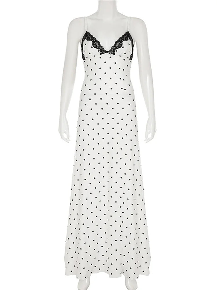 Lace V-Neck Backless Patchwork Maxi Dress