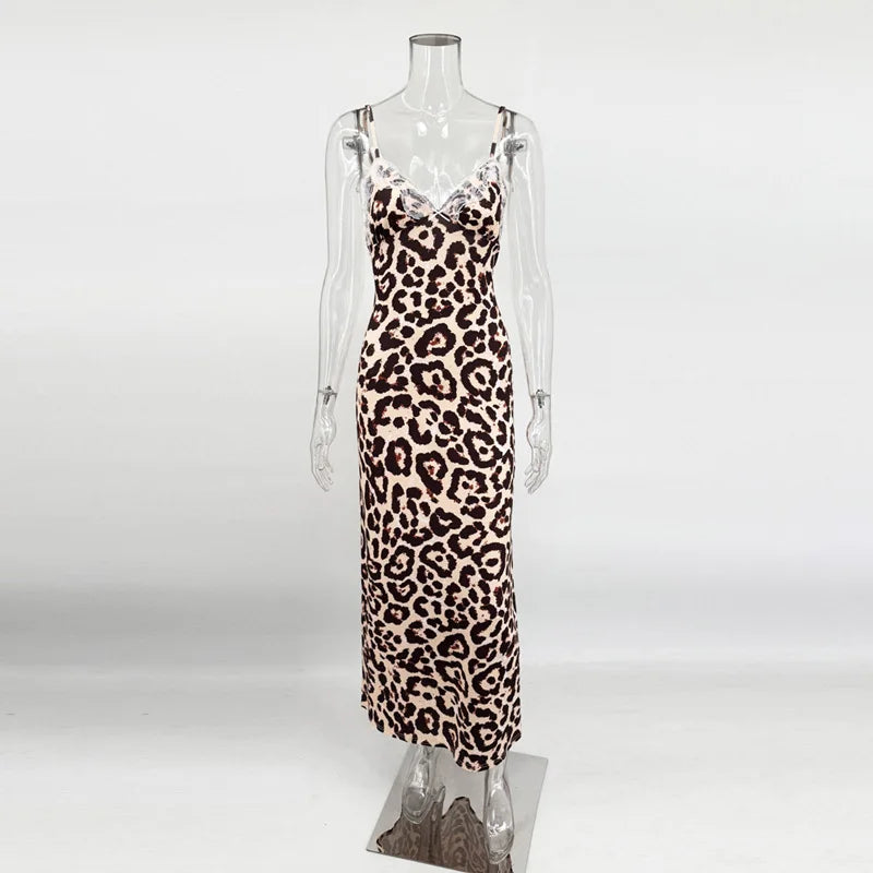 Lace V-Neck Backless Patchwork Maxi Dress
