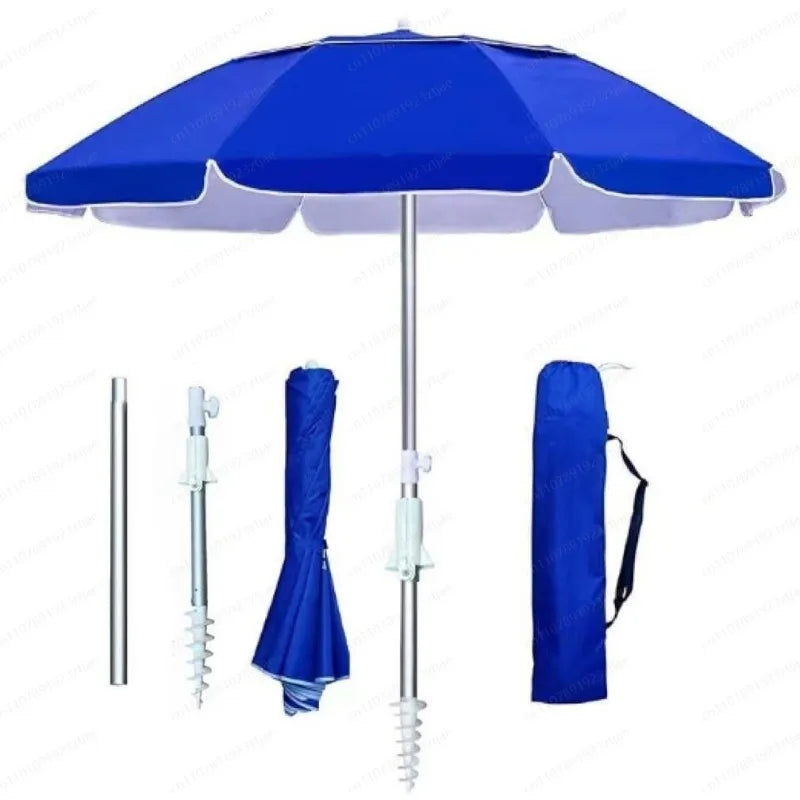 Travel Beach Umbrella | 6.5FT Windproof Sun Shade with Telescopic Design for Ultimate Protection