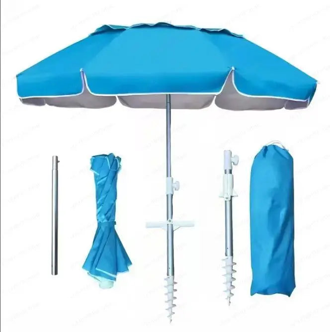 Travel Beach Umbrella | 6.5FT Windproof Sun Shade with Telescopic Design for Ultimate Protection