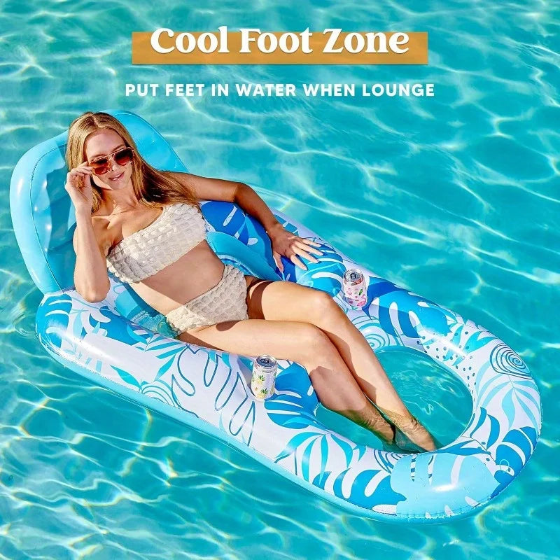 Tropical Leaves | Inflatable Pool Lounger with Zero Gravity Comfort | Stylish Recliner for Ultimate Relaxation