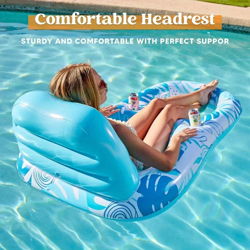 Tropical Leaves | Inflatable Pool Lounger with Zero Gravity Comfort | Stylish Recliner for Ultimate Relaxation