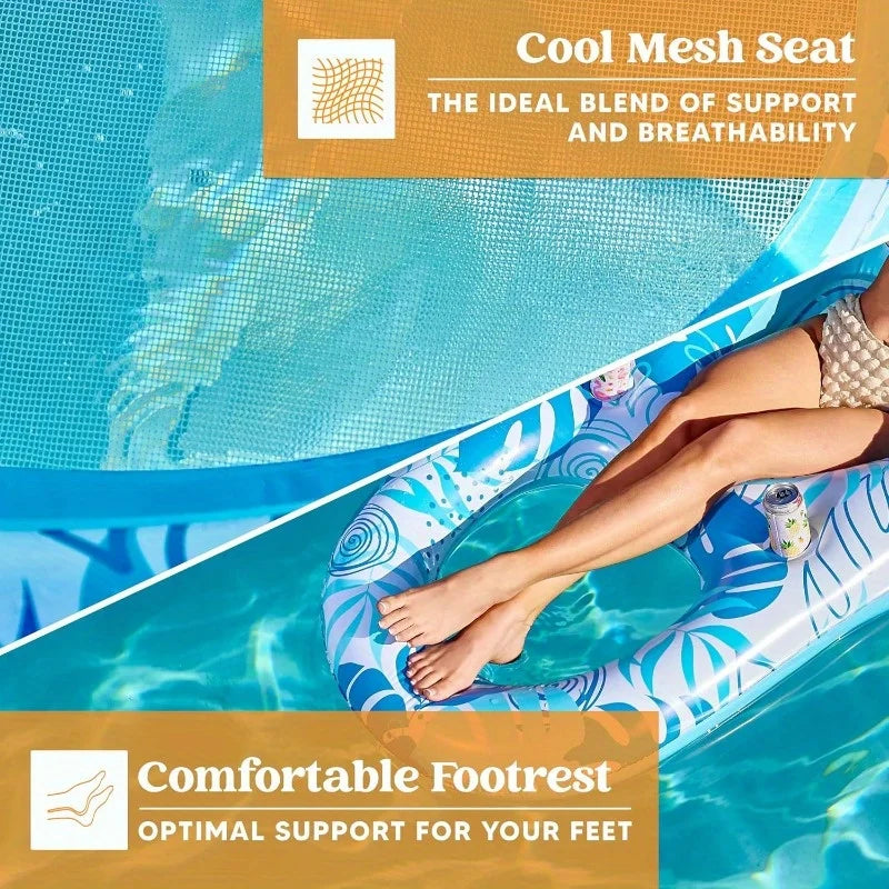Tropical Leaves | Inflatable Pool Lounger with Zero Gravity Comfort | Stylish Recliner for Ultimate Relaxation