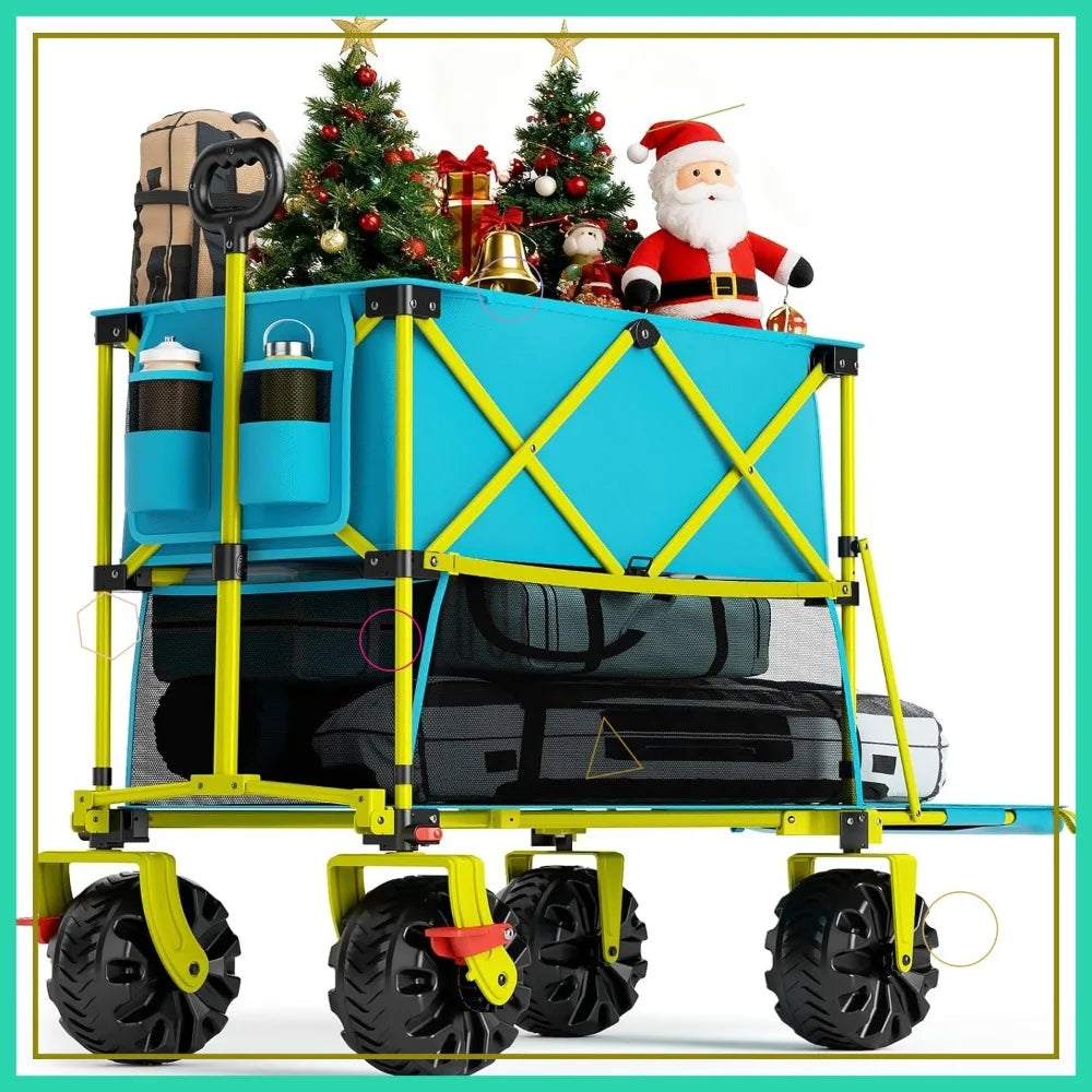 Ultimate Folding Beach Wagon | Heavy-Duty Cart with All-Terrain Wheels | Spacious Design for Effortless Transport