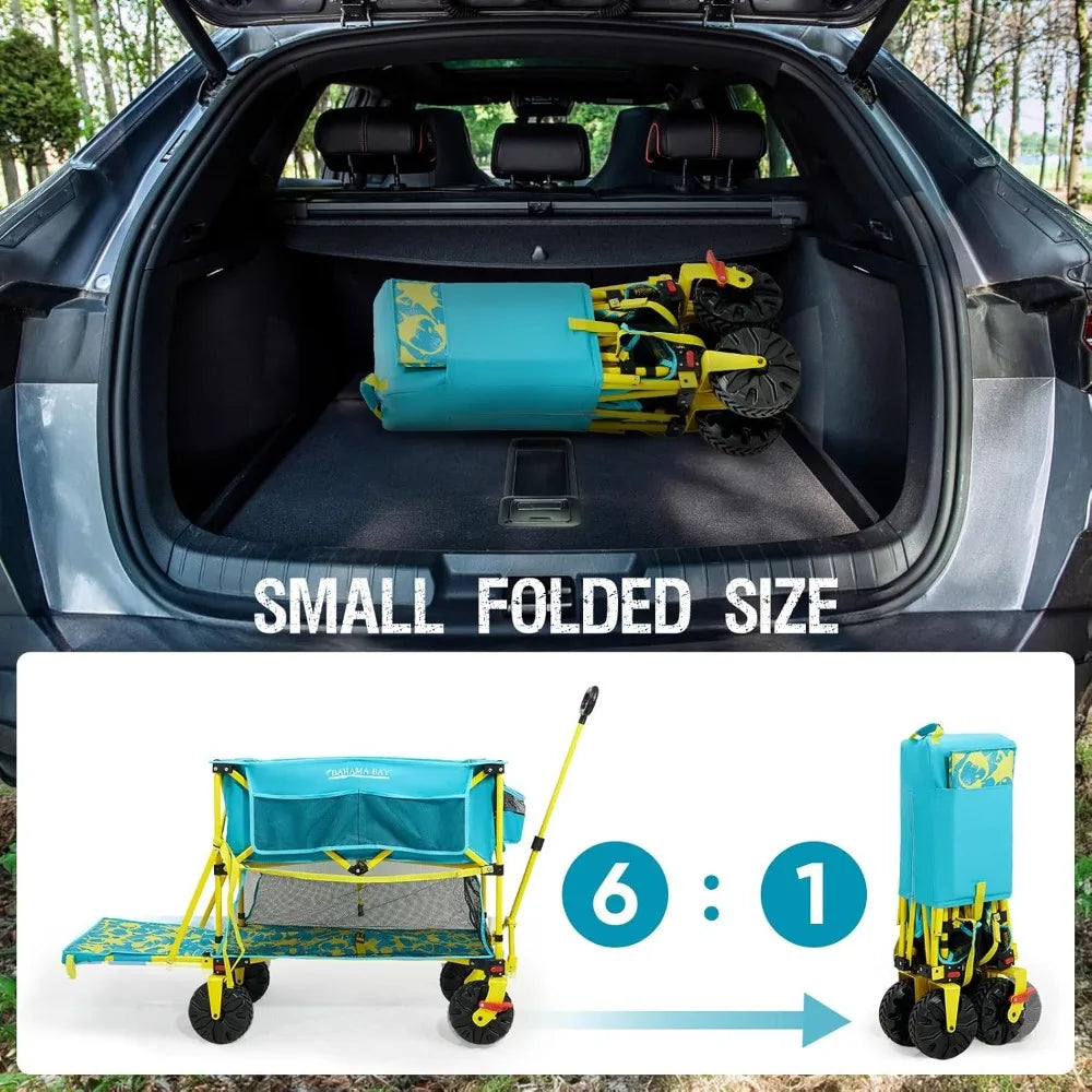 Ultimate Folding Beach Wagon | Heavy-Duty Cart with All-Terrain Wheels | Spacious Design for Effortless Transport