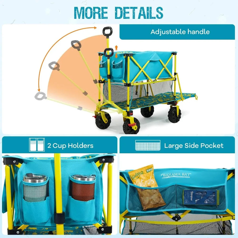 Ultimate Folding Beach Wagon | Heavy-Duty Cart with All-Terrain Wheels | Spacious Design for Effortless Transport