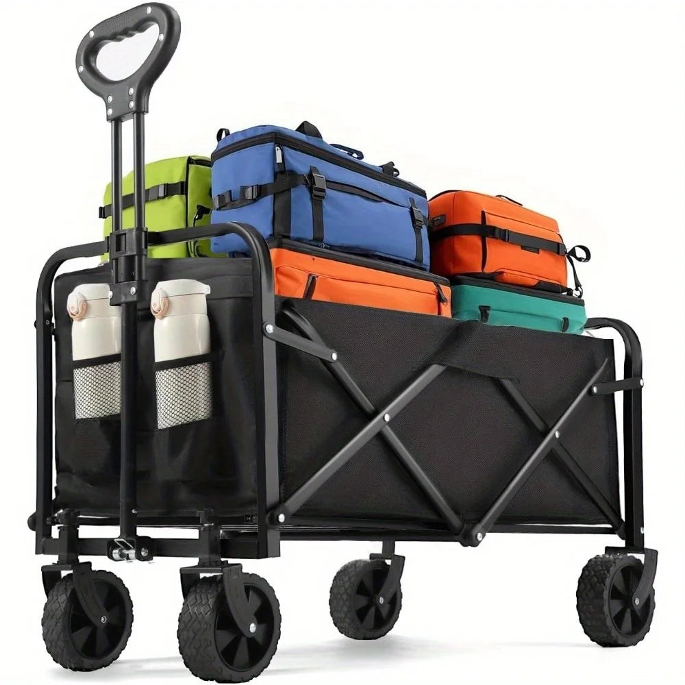 Utility Wagon Cart | Heavy Duty Foldable Design with All-Terrain Wheels | Perfect for Groceries and Outdoor Adventures