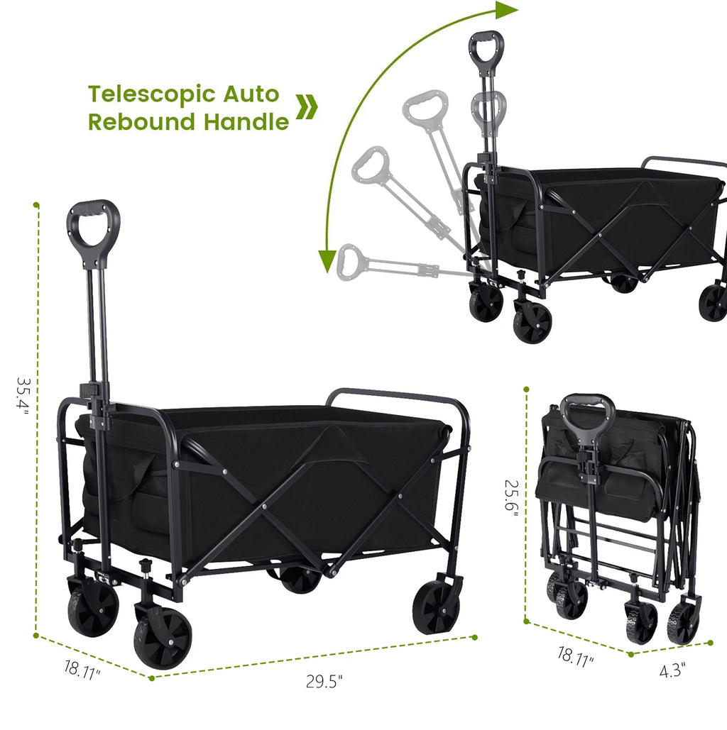 Utility Wagon Cart | Heavy Duty Foldable Design with All-Terrain Wheels | Perfect for Groceries and Outdoor Adventures