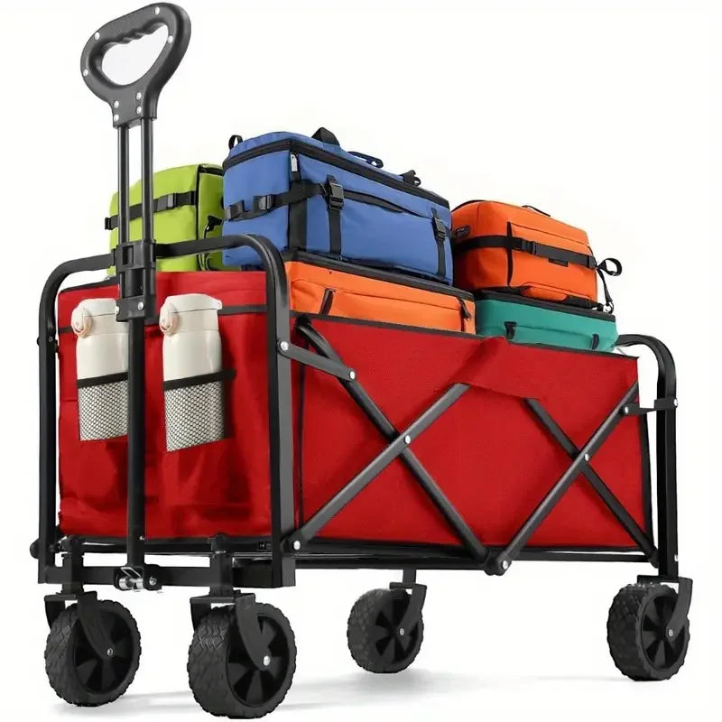 Utility Wagon Cart | Heavy Duty Foldable Design with All-Terrain Wheels | Perfect for Groceries and Outdoor Adventures