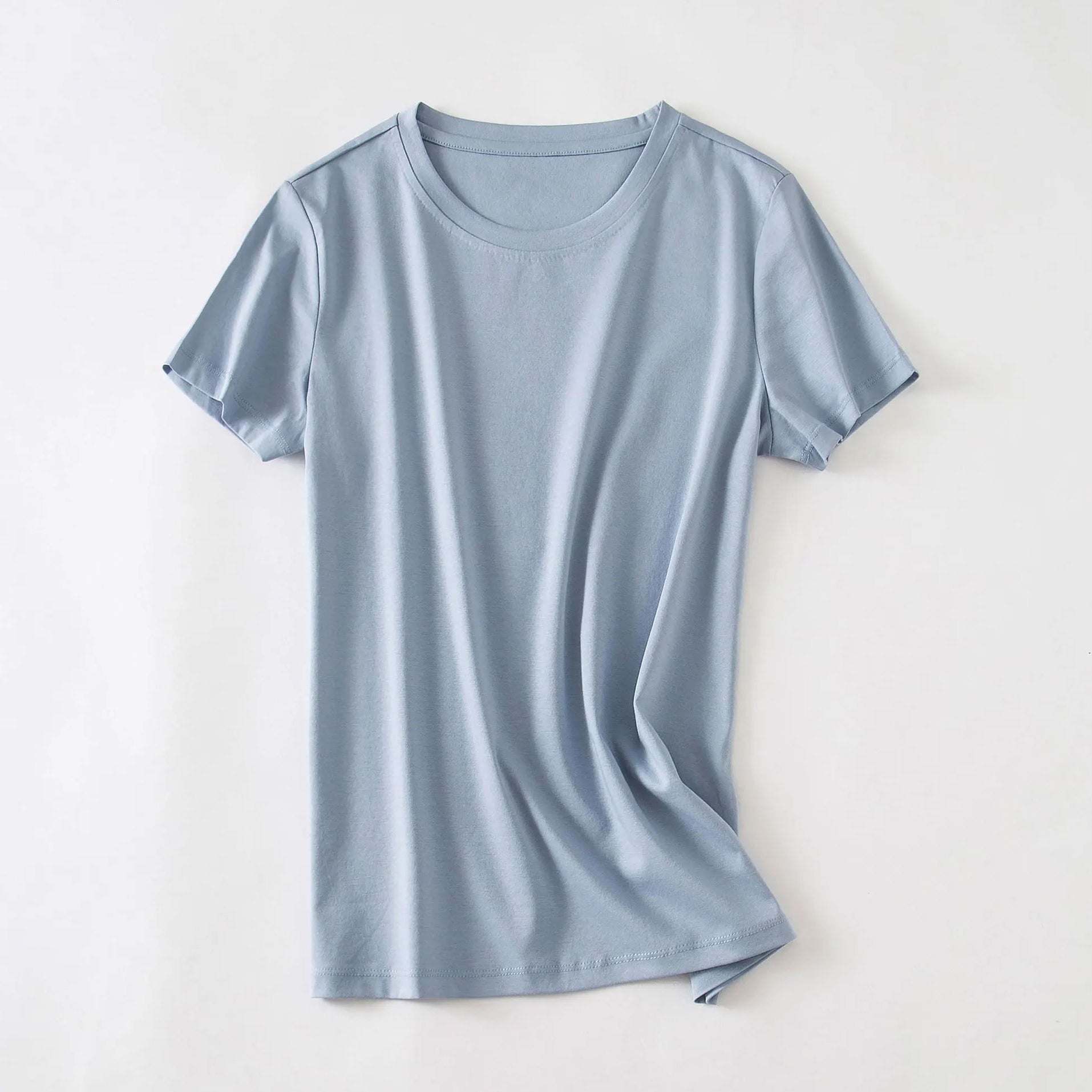 Women's Minimalist Cotton T-Shirt — Ultra Soft Luxury Basic Tee, Lightweight Breathable Premium Essential