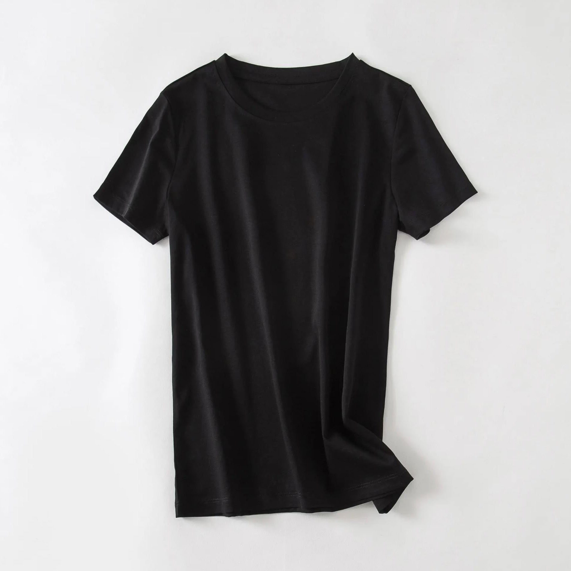 Women's Minimalist Cotton T-Shirt — Ultra Soft Luxury Basic Tee, Lightweight Breathable Premium Essential