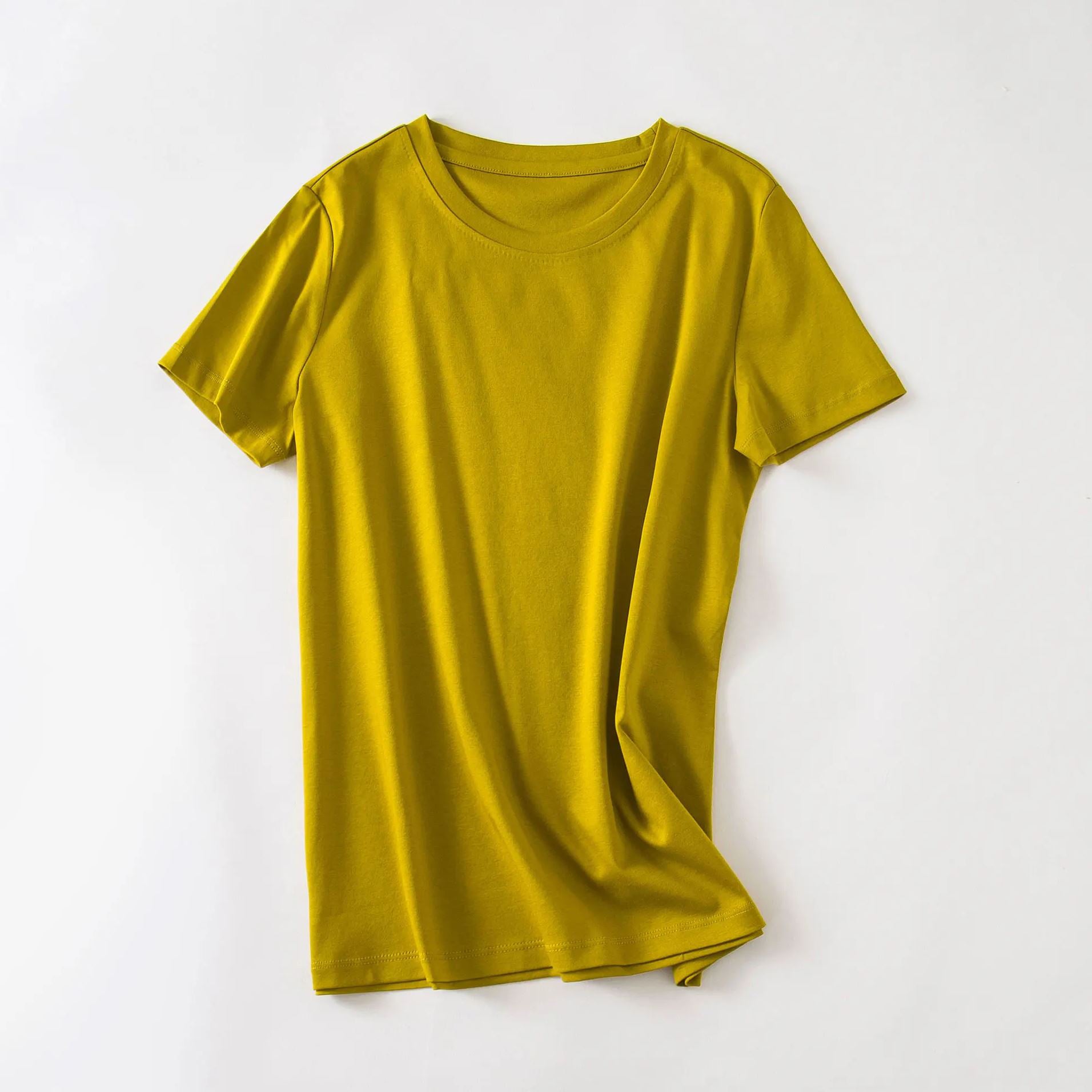 Women's Minimalist Cotton T-Shirt — Ultra Soft Luxury Basic Tee, Lightweight Breathable Premium Essential