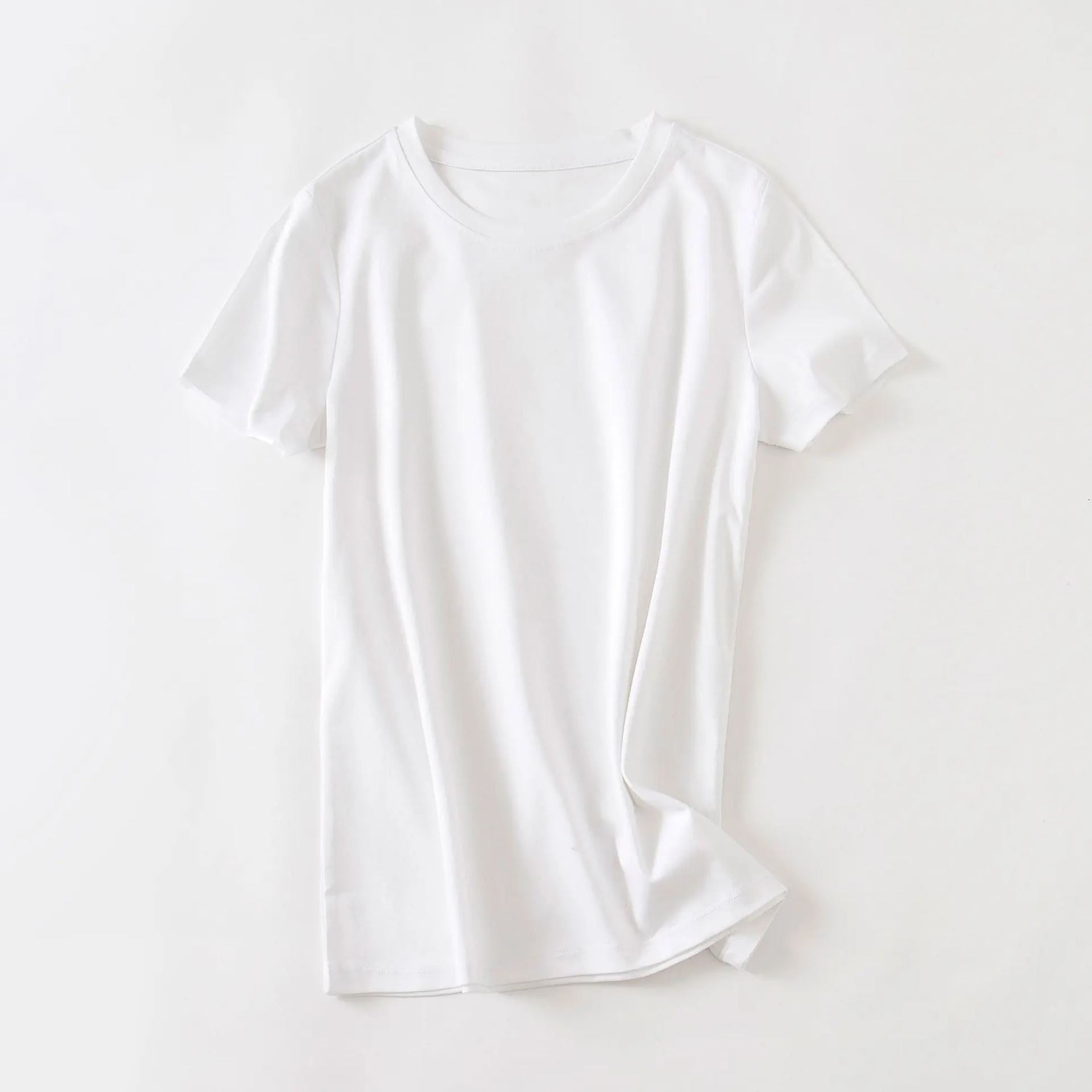 Women's Minimalist Cotton T-Shirt — Ultra Soft Luxury Basic Tee, Lightweight Breathable Premium Essential