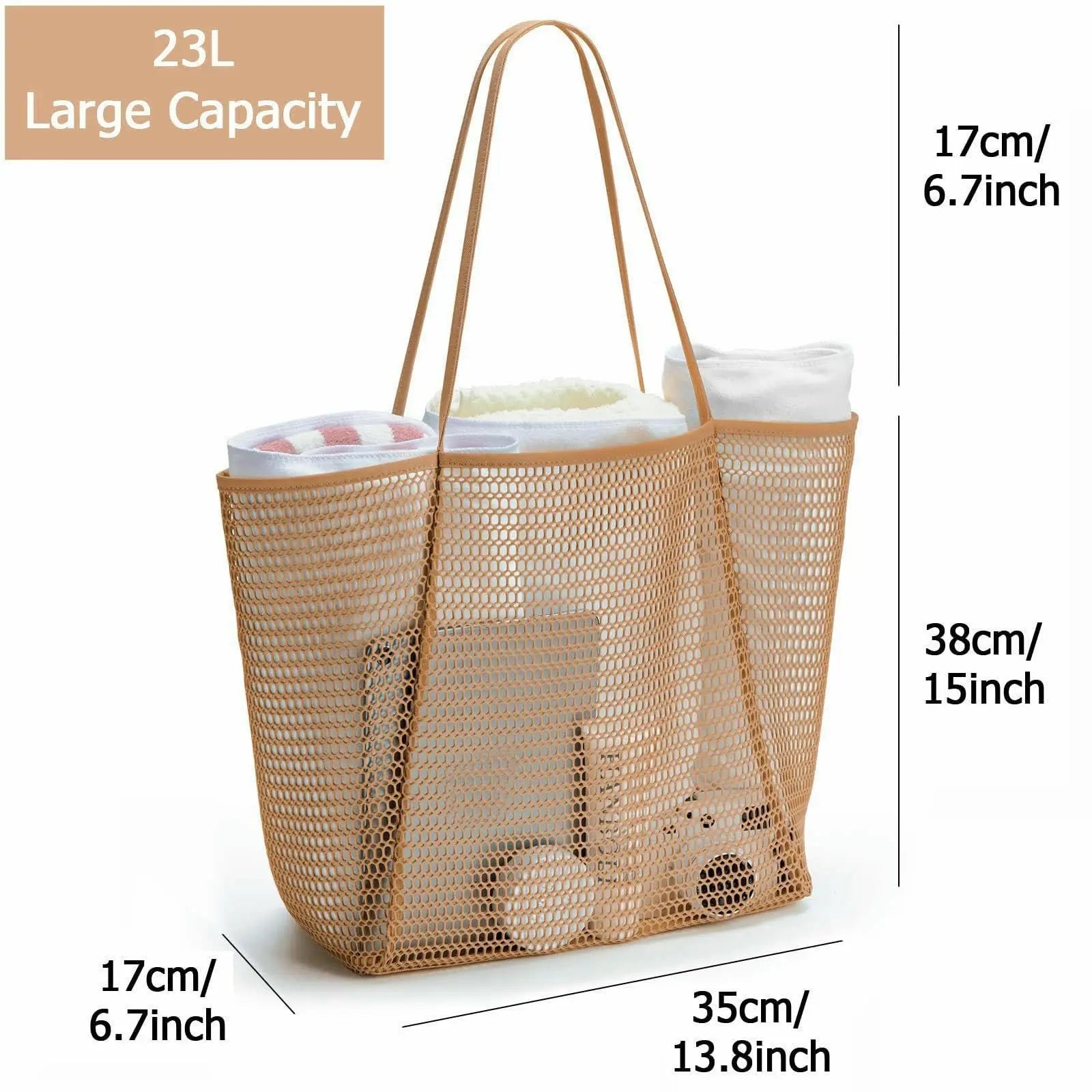 Versatile Beach Tote Bag | Large Capacity Polyester Beach Bag with Open Top Design | Stylish Tote for Travel and Shopping