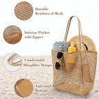 Versatile Beach Tote Bag | Large Capacity Polyester Beach Bag with Open Top Design | Stylish Tote for Travel and Shopping