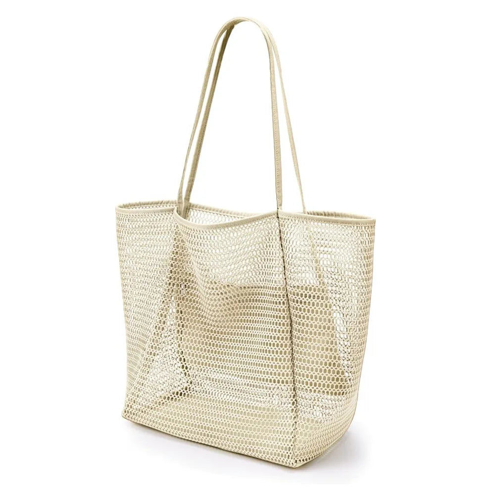 Versatile Beach Tote Bag | Large Capacity Polyester Beach Bag with Open Top Design | Stylish Tote for Travel and Shopping
