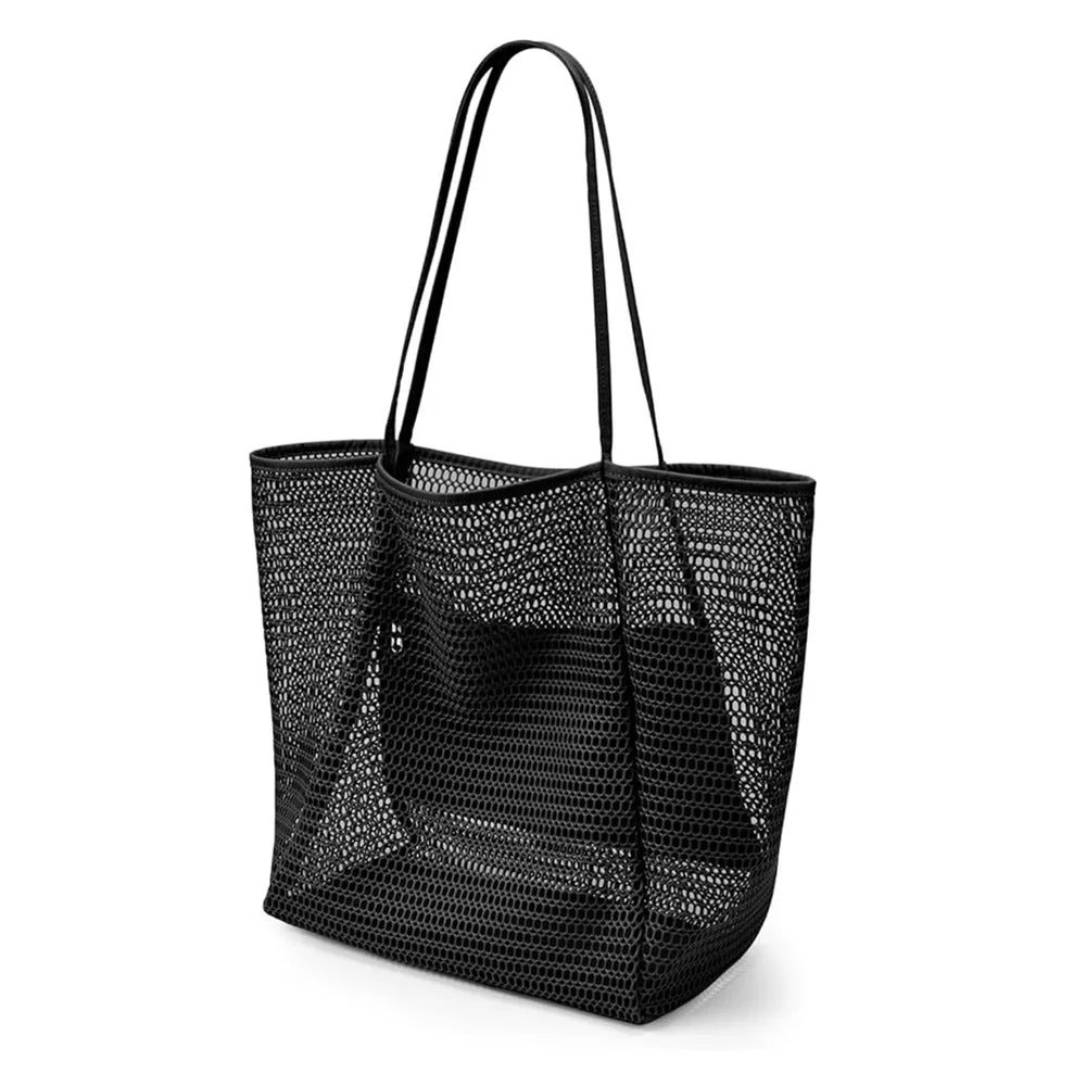 Versatile Beach Tote Bag | Large Capacity Polyester Beach Bag with Open Top Design | Stylish Tote for Travel and Shopping