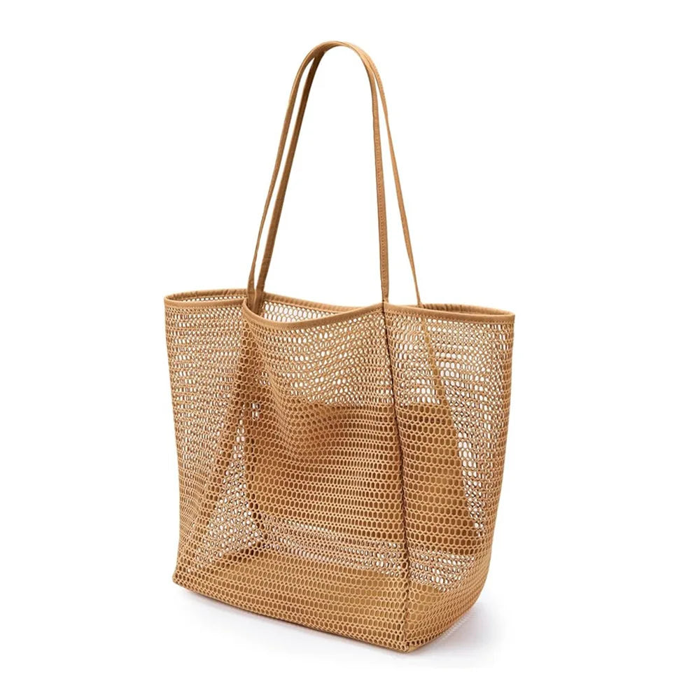 Versatile Beach Tote Bag | Large Capacity Polyester Beach Bag with Open Top Design | Stylish Tote for Travel and Shopping