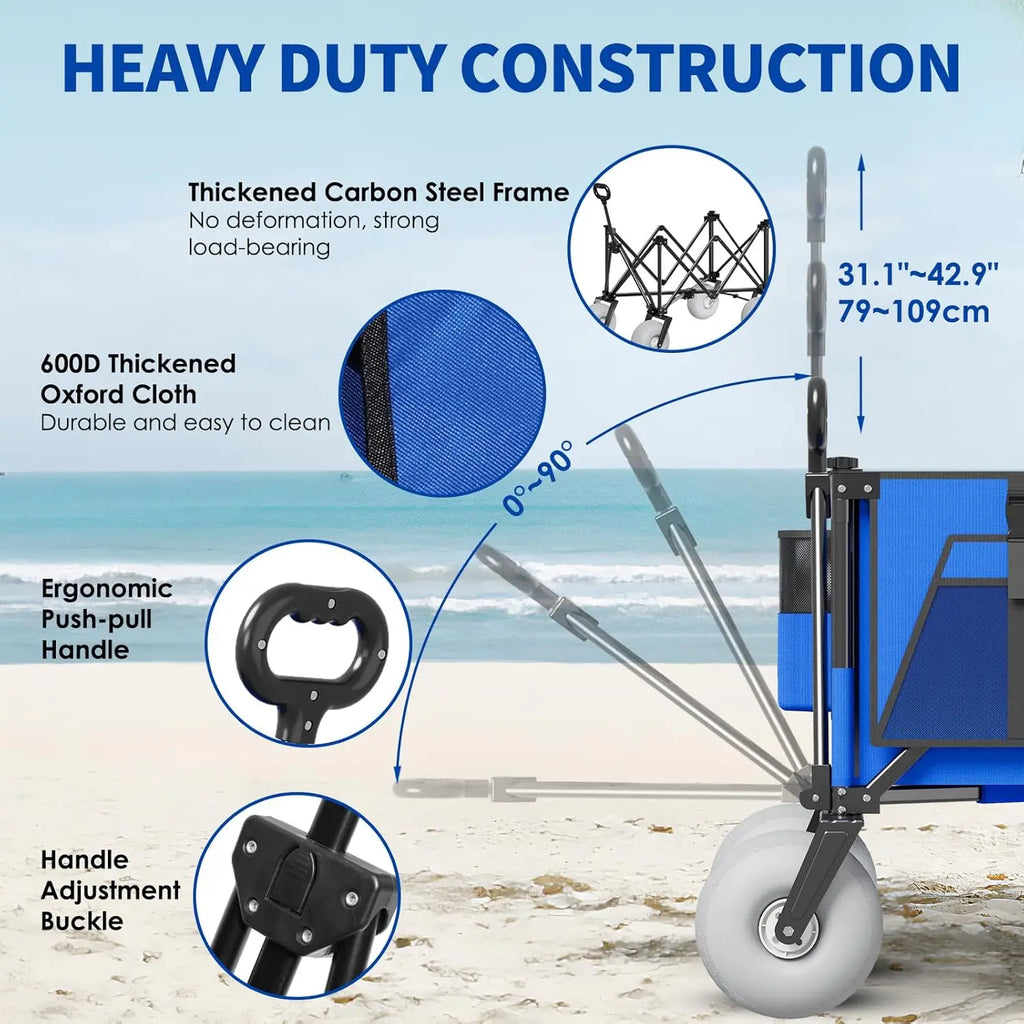Versatile Beach Wagon | Heavy-Duty Beach Cart with All-Terrain Tires | Perfect for Sand Transport and Outdoor Fun