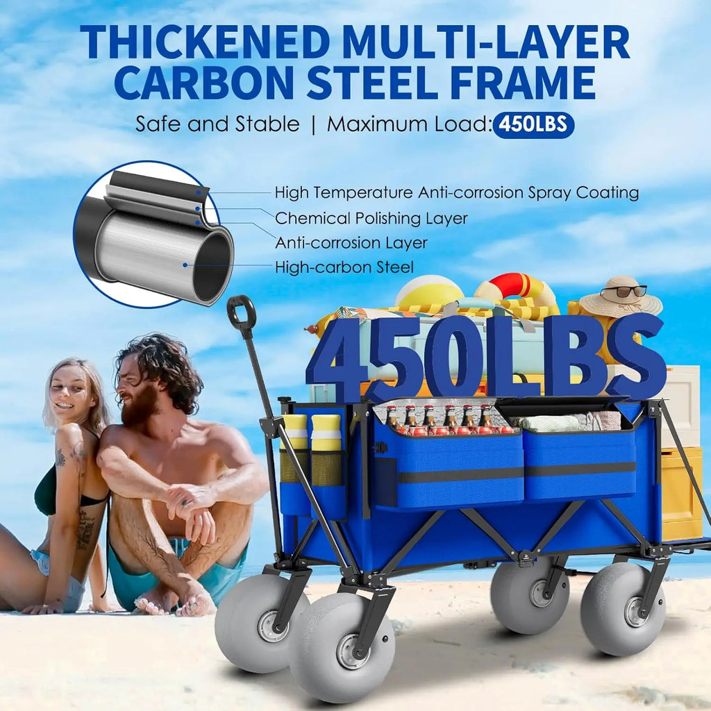 Versatile Beach Wagon | Heavy-Duty Beach Cart with All-Terrain Tires | Perfect for Sand Transport and Outdoor Fun