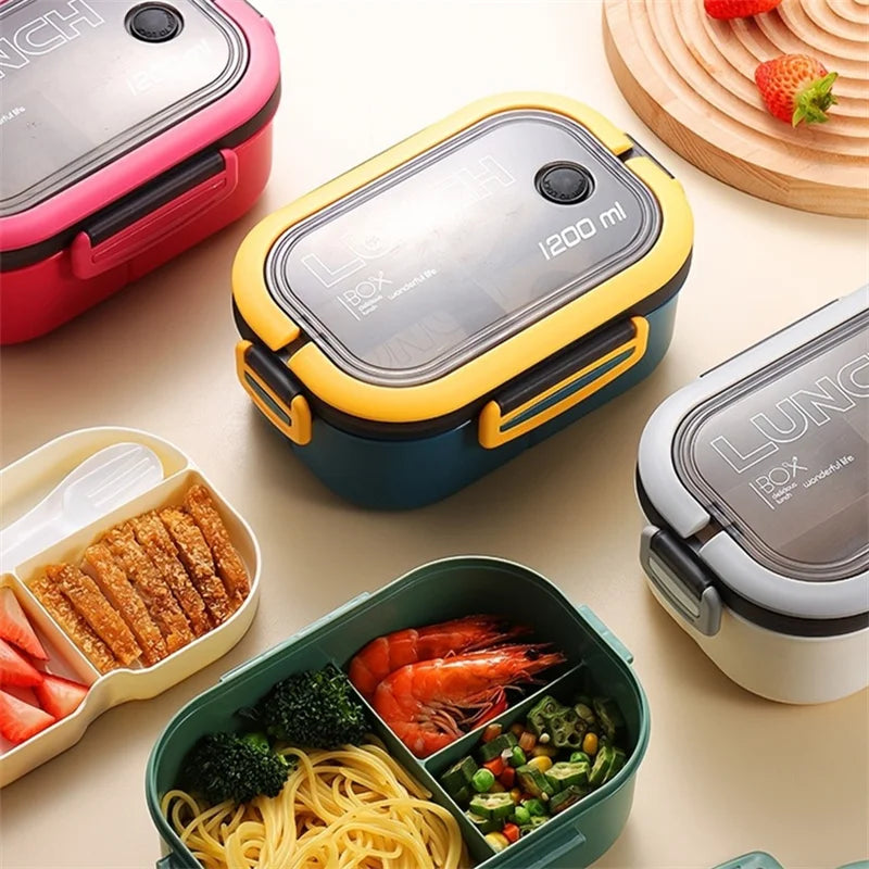 Versatile Bento Lunch Box | 1200ML Leakproof Container with Cutlery | Ideal Kids Lunch Box for School and Outdoor Use
