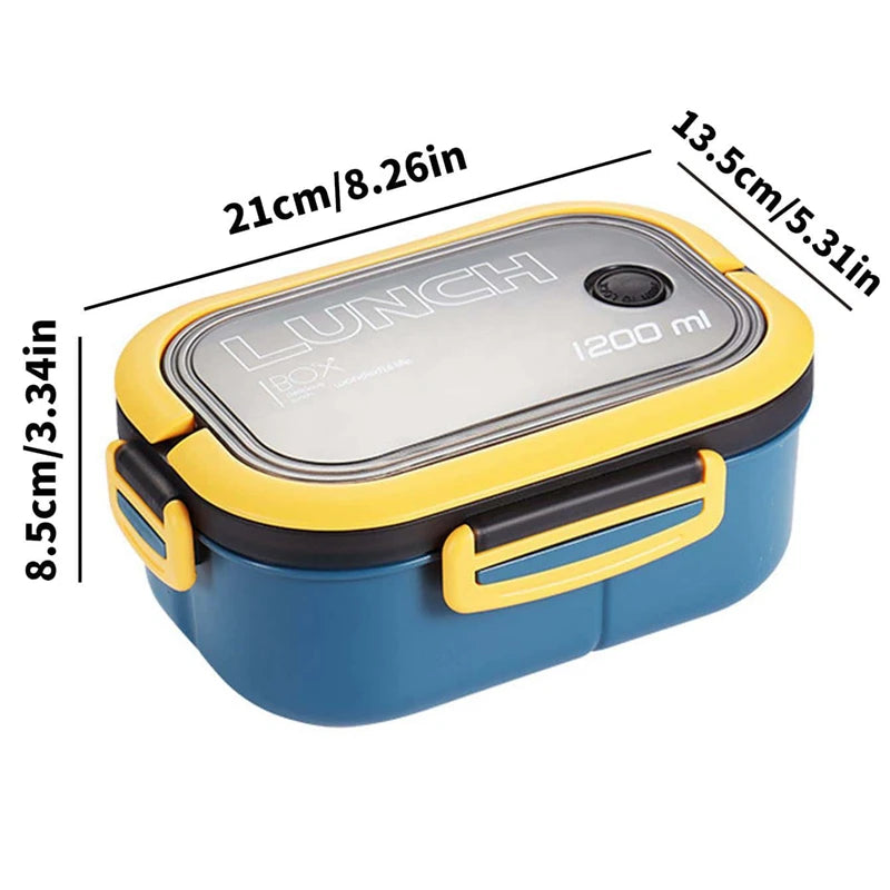 Versatile Bento Lunch Box | 1200ML Leakproof Container with Cutlery | Ideal Kids Lunch Box for School and Outdoor Use