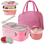 Versatile Lunch Box Set | 2-Layer Bento Lunch Box with Microwave-Safe Design | Includes Cutlery & Portable Bag for Easy Meal Prep