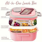 Versatile Lunch Box Set | 2-Layer Bento Lunch Box with Microwave-Safe Design | Includes Cutlery & Portable Bag for Easy Meal Prep